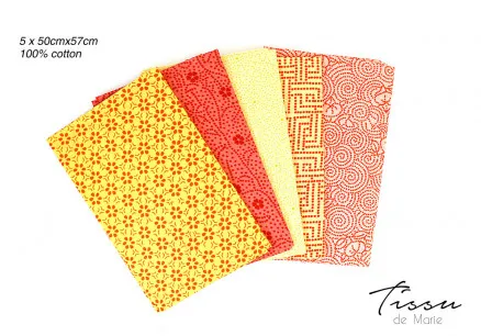 Tissu de Marie Fat Quarter Rav 50x57cm - 5 stk